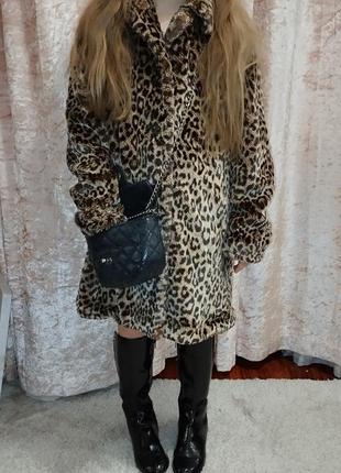 Шуба леопардовая размер 9-10 лет