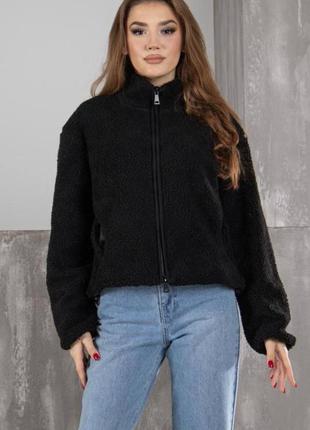 Куртка женская тедди дизель черная брендовая лого на спине