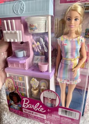Ігровий набір лялька барбі і магазин морозива barbie ice cream shop playset