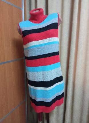 Вязаное платье гольф безрукавка оверсайз