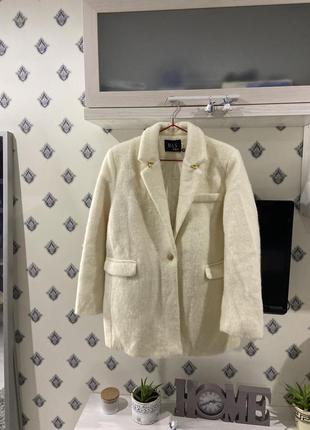 Шерстяное пальто пиджак теплое в стиле zara