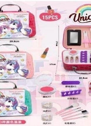 Набір дитячої косметики з пензликами в саквояжі princess unicorn qh1001-17a