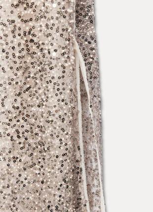 Платье zara вечернее в пайетки золота миди платья 👗4 фото