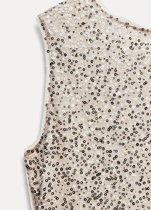 Платье zara вечернее в пайетки золота миди платья 👗3 фото