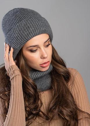 Шапка колір антрацит2 фото