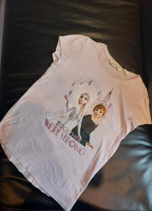 Дитяча бавовняна футболка h&m (disney холодне серце) 8-9 років