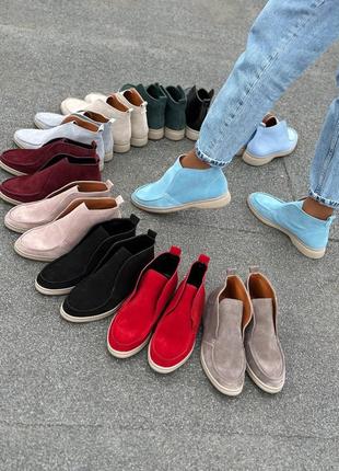 Женские замшевые ботинки лоферы loro piana