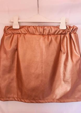 Крутая стильная брендовая юбка под кожу на резинке красивого цвета 🌟2 фото