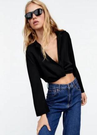 Вкорочена щільна сорочка zara жакет із розрізами на рукавах