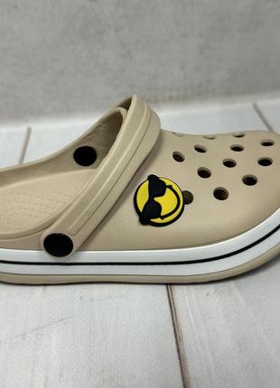 Детские сабо кроксы crocs luck line 30-35 бежевые
