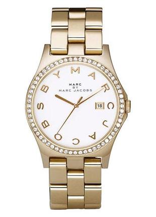 Жіночий годинник marc jacobs henry diamonds з білим циферблатом і золотим ремішком із нержавіючої сталі - mbm3045