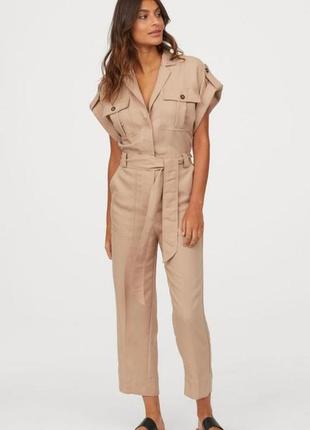 Бежевый комбинезон, женский комбинезон, брючный комбинезон