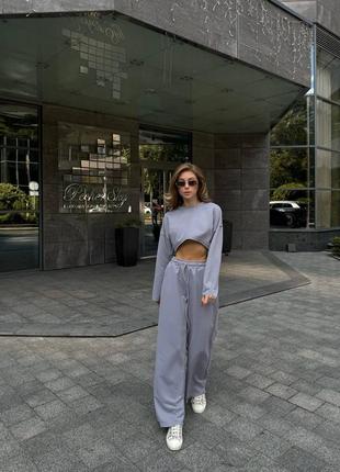 Жіночий костюм вкорочений лонгслів та штани