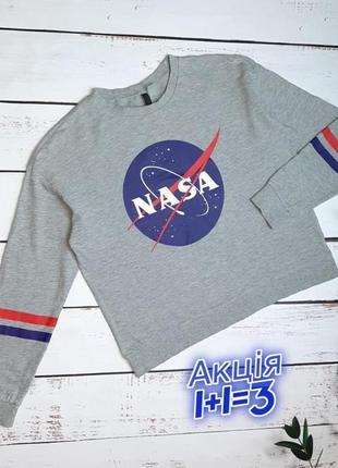1+1=3 женский серый свитшот свитер оверсайз h&m nasa, размер 46 - 48