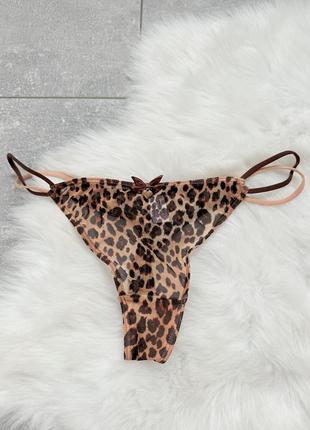 Трендовые женские леопардовые трусики стринги xxs xs s лео принт