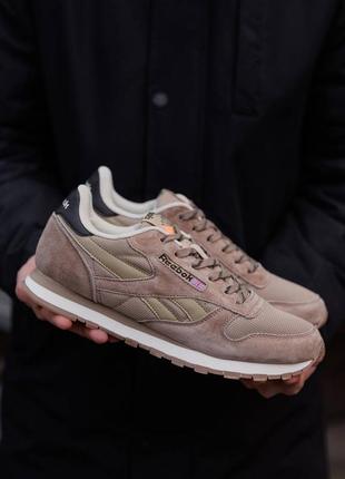 Кросівки reebok classic leather beige white 2
