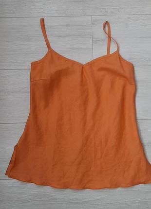 Майка топ на бретелях лен раме