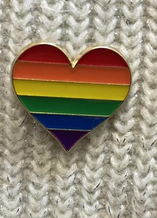 Металлический значок сердце валентинка радуга сердечко радуга сердечко лгбт