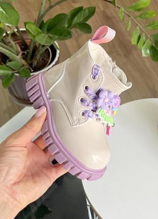 Красивые деми ботинки для девочки, ботинки весна, с украшениями