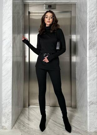 Костюм утепленный рубчик, гольф удлиненный, туника, лосины, леггинсы, лосины, брючный костюм