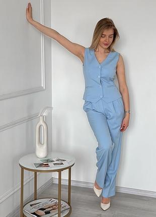 Женский классический жилет koko boutique, голубой3 фото