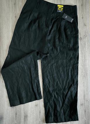 Брюки чёрные широкие лён,высокая посадка