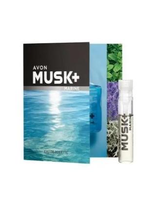Открытка с пробным образцом avon musk marine, 0,6 мл