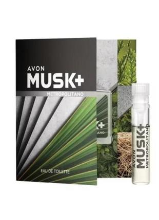 Открытка с пробным образцом avon musk metropolitano для него, 0,6 мл