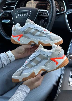 Женские кроссовки branco adidas originals niteball ll white beige orange