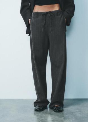Фланелевые брюки в полоску zara xs, m, xxl