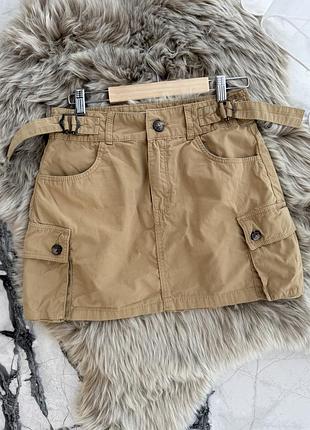 Спідниця міні міні карго bershka жіноча бежева