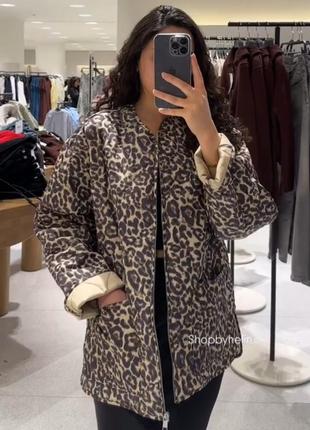 Стеганая куртка с животным принтом zara