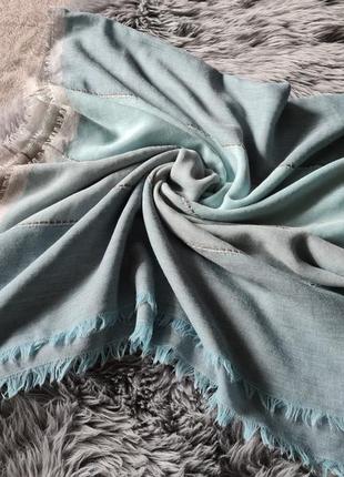 Нежная бирюза  шерстяной  платок палантин шарф9 фото