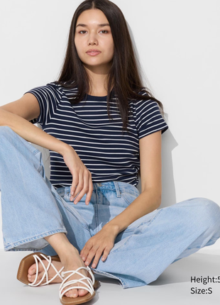 Футболка uniqlo мягкая, в рубчик, в полоску