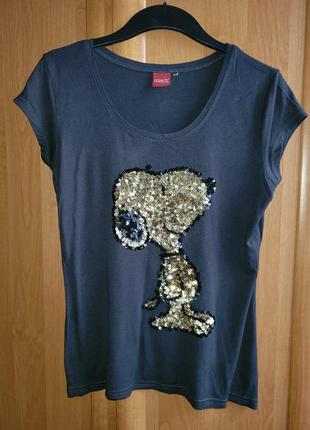 Женская коттоновая футболка с интересным принтом от peantust s,m