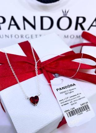 Срібне намисто кулон кольє підвіска пандора pandora 392542c01 блискуче серце з ореолом срібло s925 ale нове з биркою і пломбою