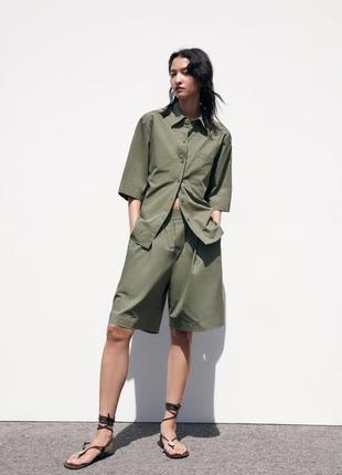 Оверсайз рубашка цвета хаки zara