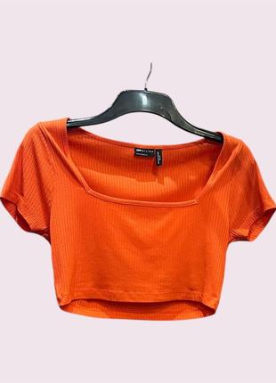 Кроп топ в рубчик помаранчевий asos