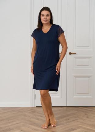 Віскозна сорочка з мереживом на рукавах, батал