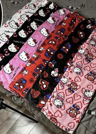 Брюки hello kitty | плюшевые брюки хелоу котти, пижамные штаны
