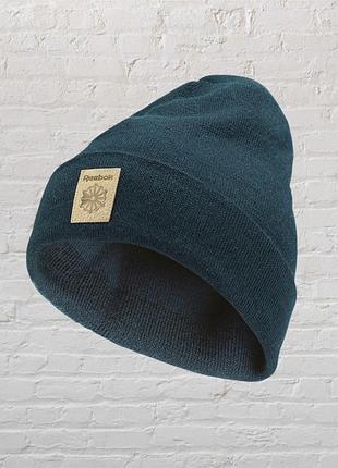 Шапка reebok отворотом вязаная двойная шерстяная вязаная wool шерсть
