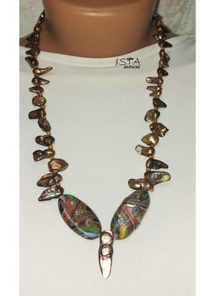 Намисто з перлів та муранського скла , намисто під вишиванку  nn 223