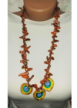 Намисто з перлів та муранського скла. намисто пыд вишиванку №224