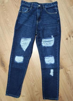 Джинси жіночі сині mom прямі завужені знизу ax paris straight jeans man, розмір l.