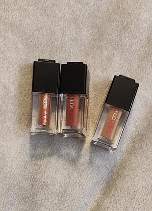 Набор жидких теней для век - huda beauty mini matte & metal melted shadows warm browns, still
