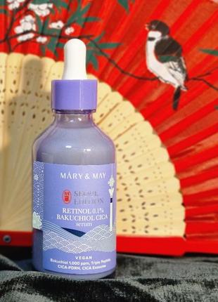 Сыворотка с ретинолом и бакучиолом mary&may retinol 0.1% bakuchiol cica serum seoul edition