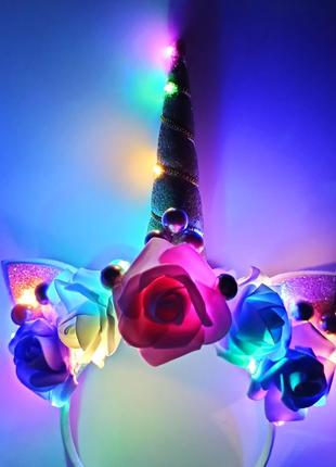 Акция! детский обруч единорог светится в темноте обруч эдинорог светящийся