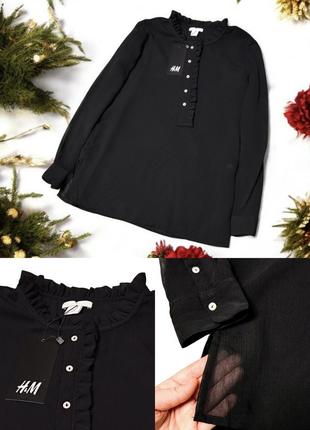Елегантна чорна блуза з рюшами h&m етикетка