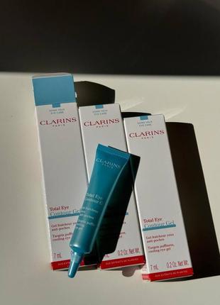Охолоджувальний гель для усунення слідів втоми навколо очей clarins total eye contour gel міні 7мл