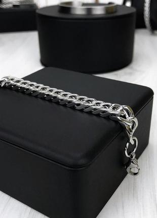 Мужской серебряный браслет стальная, мужская цепочка на руку 9 мм silver cuban2 фото
